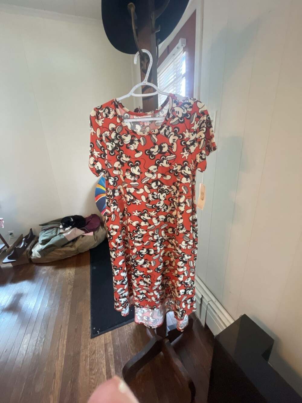 NWT LuLaRoe Disney Mickey Mouse All Over Print Carly Swing Dress Size XS